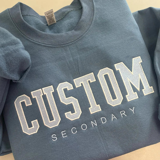 Custom embroidered varsity crewneck sweatshirt