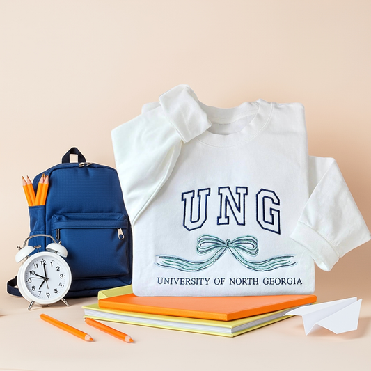 Personalized sweatshirt with bow for sorority or alumni