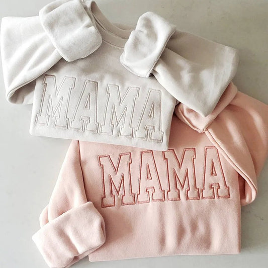 MAMA Neutral Embroidered Sweatshirt - Oriembroly LLC
